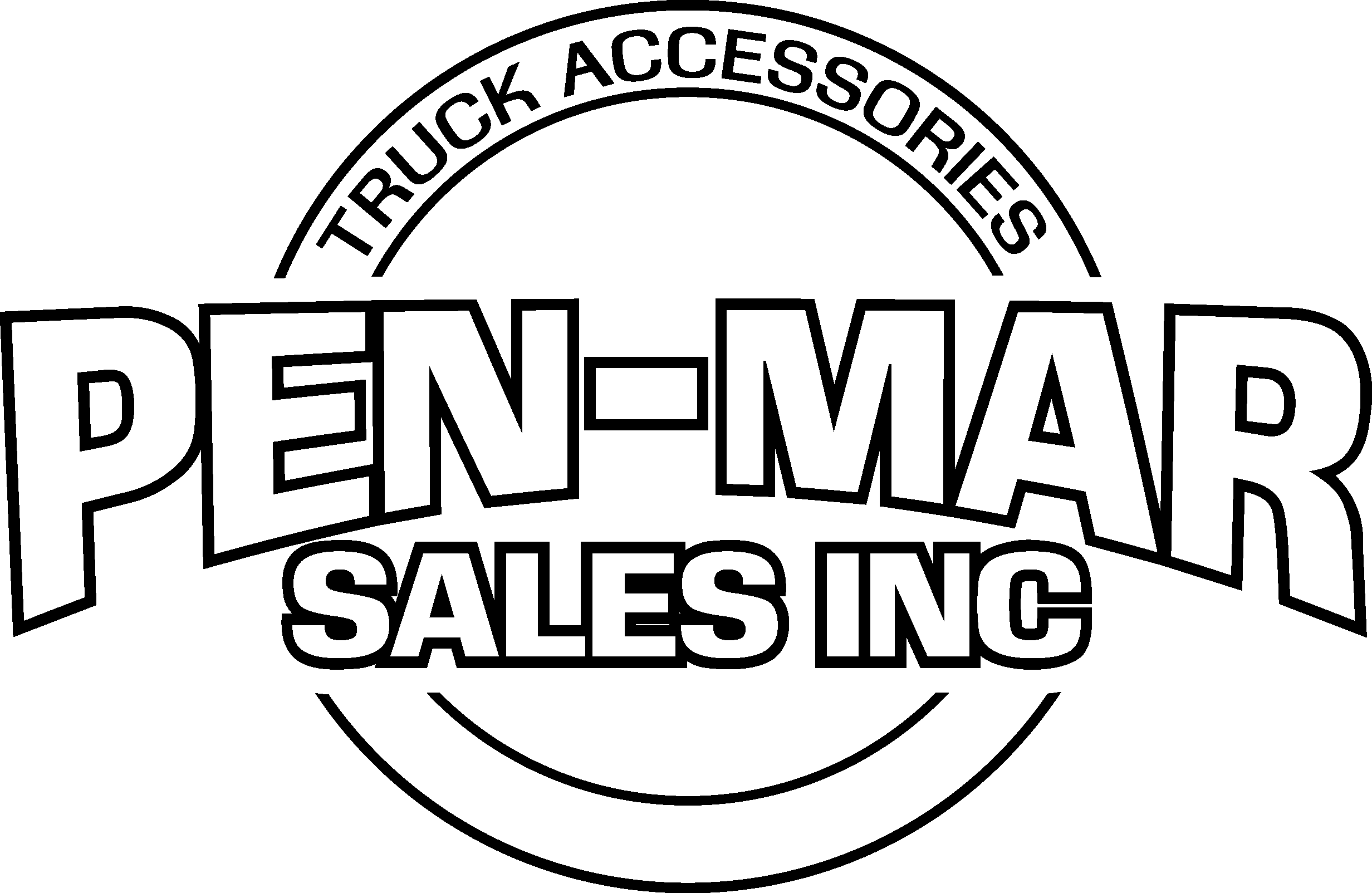 Logo of Pen-Mar Sales Inc. with the text "Truck Accessories" at the top, presenting a bold, circular design in black and white.